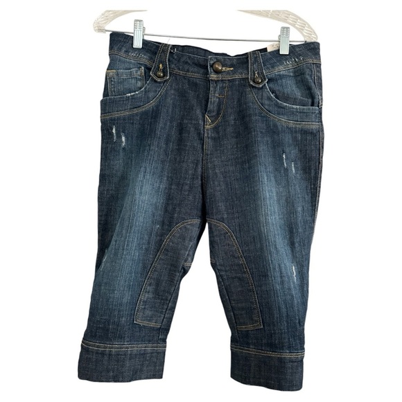 PIMKIE Women’s Blue Capri Denim Cropped Distressed Shorts Jeans-Size 8 - Picture 1 of 11